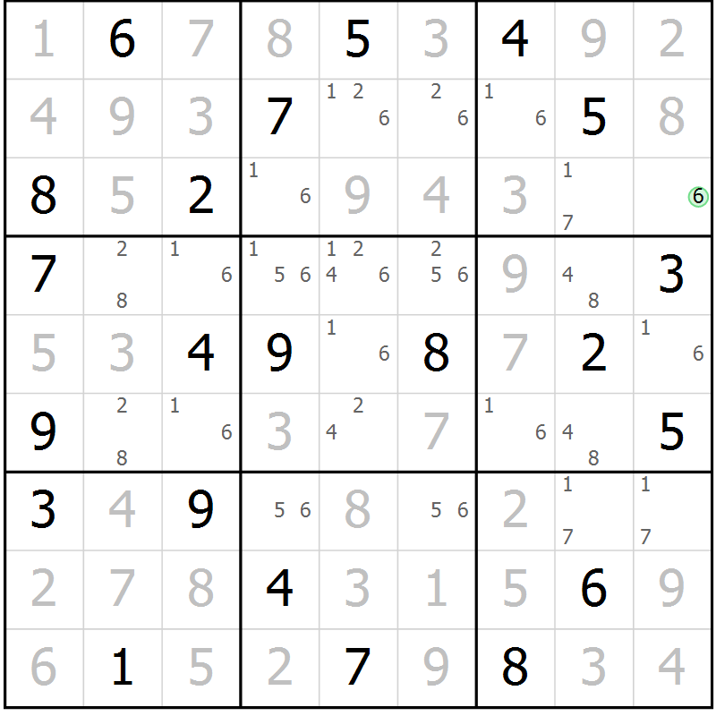 Position des candidats pour la solution de la Gr 19 page 22 du magazine de sudoku Virtuose n° 115