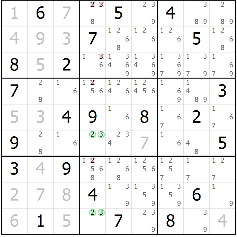 Position des candidats pour la solution de la Gr 19 page 22 du magazine de sudoku Virtuose n° 115