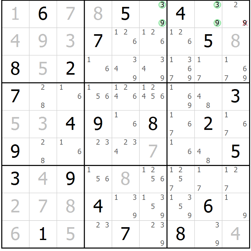 Position des candidats pour la solution de la Gr 19 page 22 du magazine de sudoku Virtuose n° 115