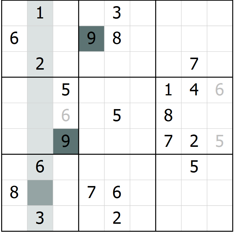 Position des candidats pour la solution de la Gr 2 page 5 du magazine de sudoku Virtuose n° 115