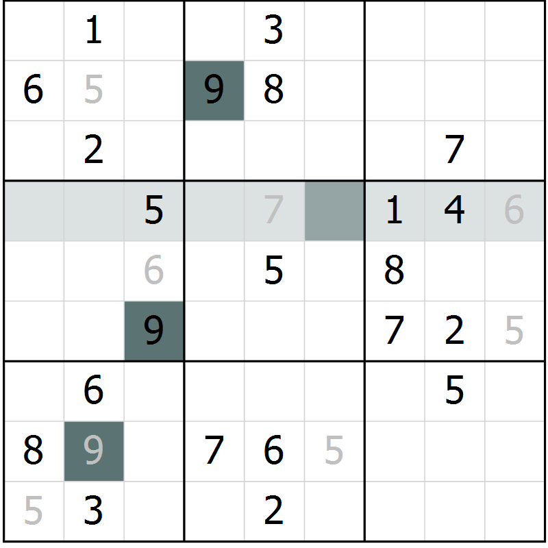 Position des candidats pour la solution de la Gr 2 page 5 du magazine de sudoku Virtuose n° 115