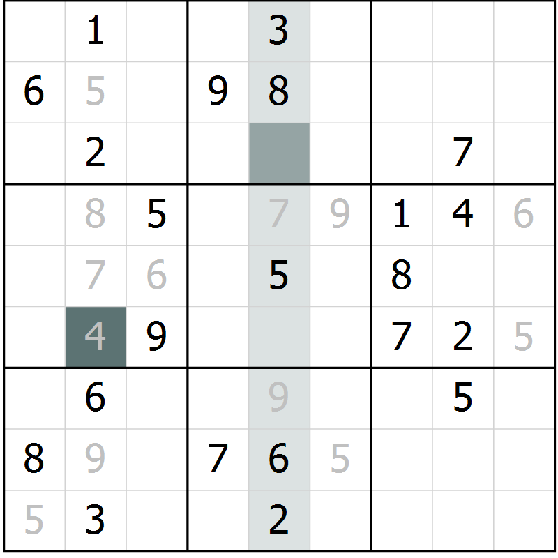 Position des candidats pour la solution de la Gr 2 page 5 du magazine de sudoku Virtuose n° 115