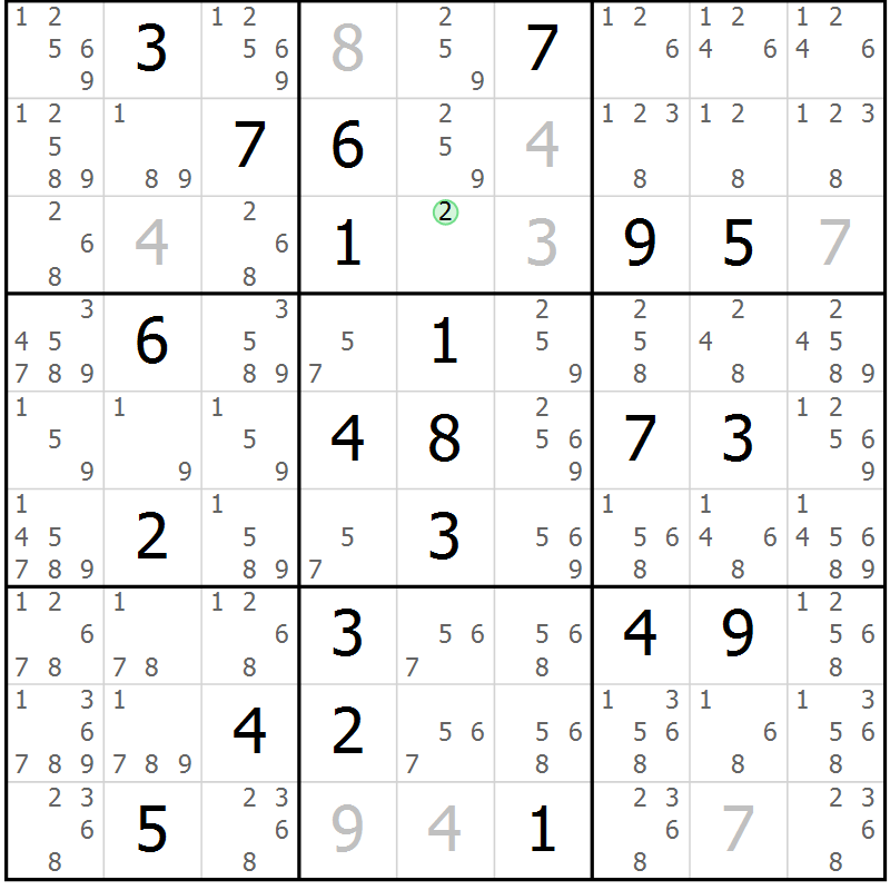 Position des candidats pour la solution de la Gr 21 page 24 du magazine de sudoku Virtuose n° 115