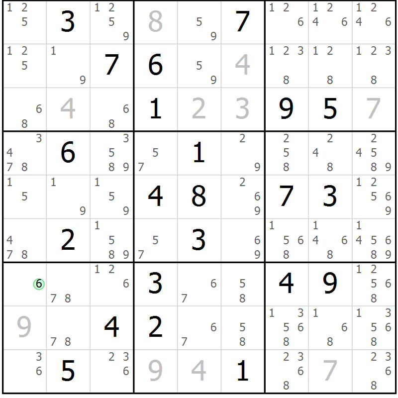 Position des candidats pour la solution de la Gr 21 page 24 du magazine de sudoku Virtuose n° 115