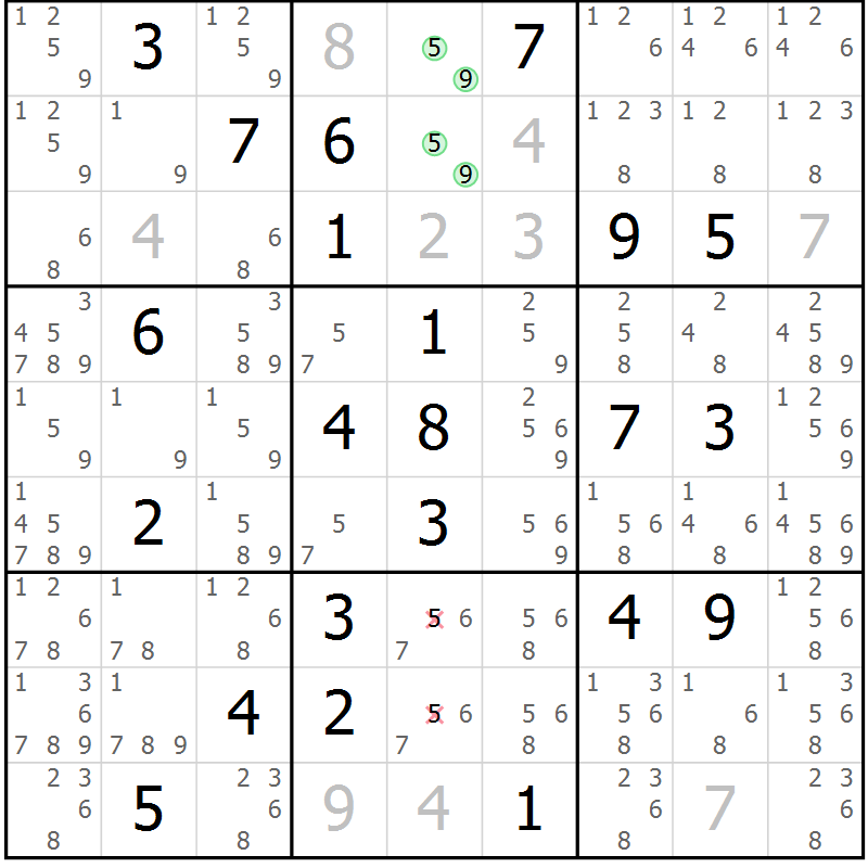 Position des candidats pour la solution de la Gr 21 page 24 du magazine de sudoku Virtuose n° 115