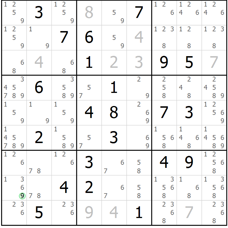 Position des candidats pour la solution de la Gr 21 page 24 du magazine de sudoku Virtuose n° 115