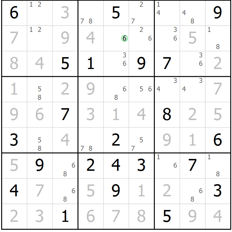 Position des candidats pour la solution de la Gr 22 page 25 du magazine de sudoku Virtuose n° 115