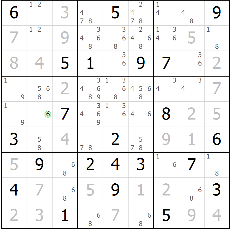 Position des candidats pour la solution de la Gr 22 page 25 du magazine de sudoku Virtuose n° 115