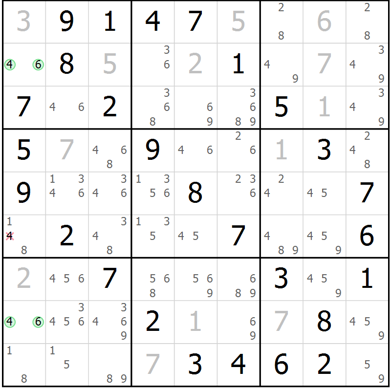 Position des candidats pour la solution de la Gr 24 page 27 du magazine de sudoku Virtuose n° 115