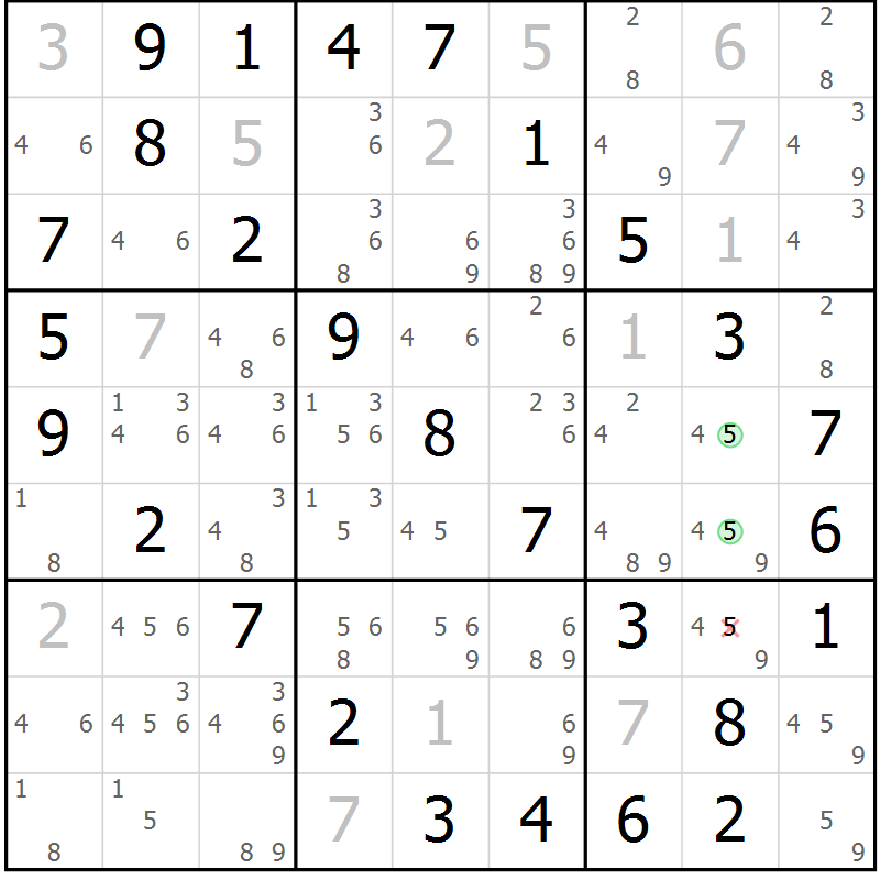 Position des candidats pour la solution de la Gr 24 page 27 du magazine de sudoku Virtuose n° 115