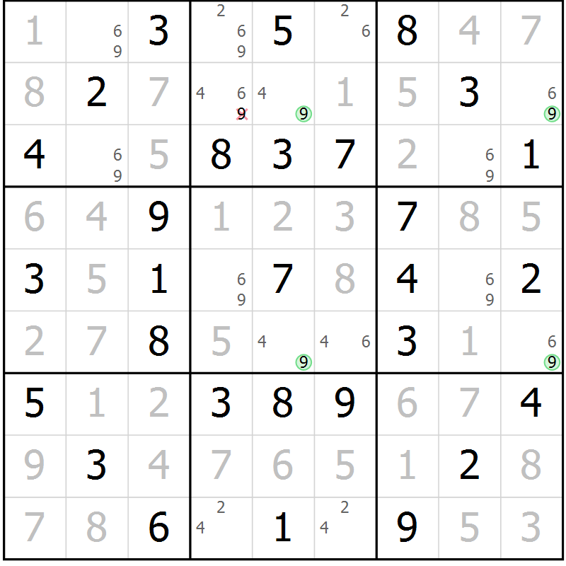 Position des candidats pour la solution de la Gr 26 page 29 du magazine de sudoku Virtuose n° 115