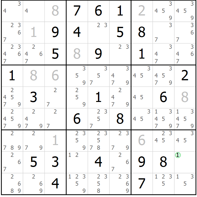 Position des candidats pour la solution de la Gr 27 page 30 du magazine de sudoku Virtuose n° 115