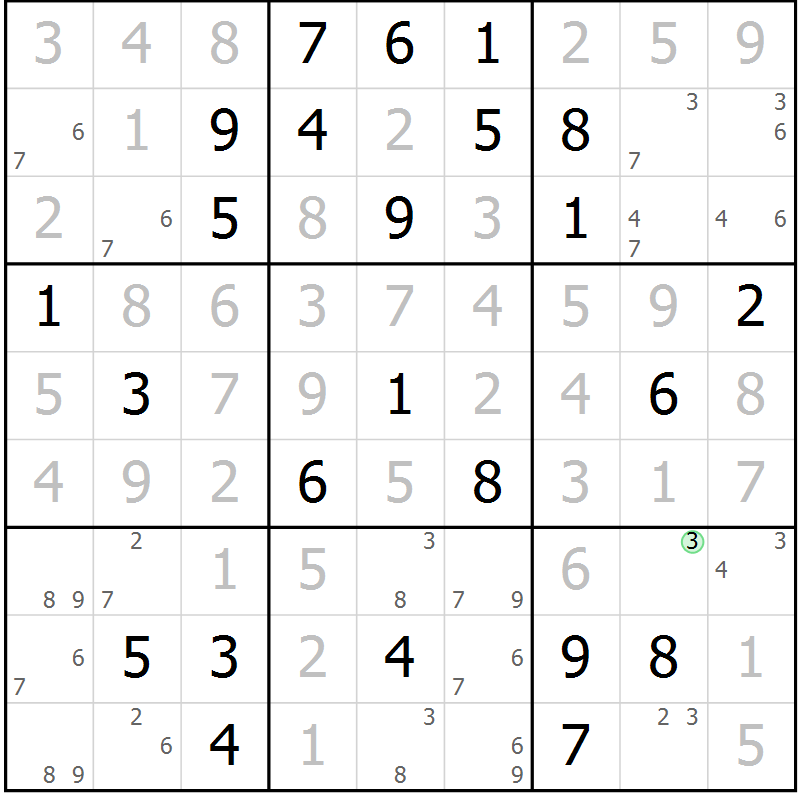 Position des candidats pour la solution de la Gr 27 page 30 du magazine de sudoku Virtuose n° 115
