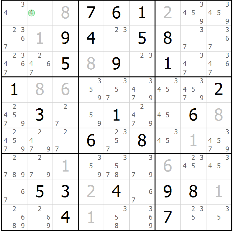 Position des candidats pour la solution de la Gr 27 page 30 du magazine de sudoku Virtuose n° 115