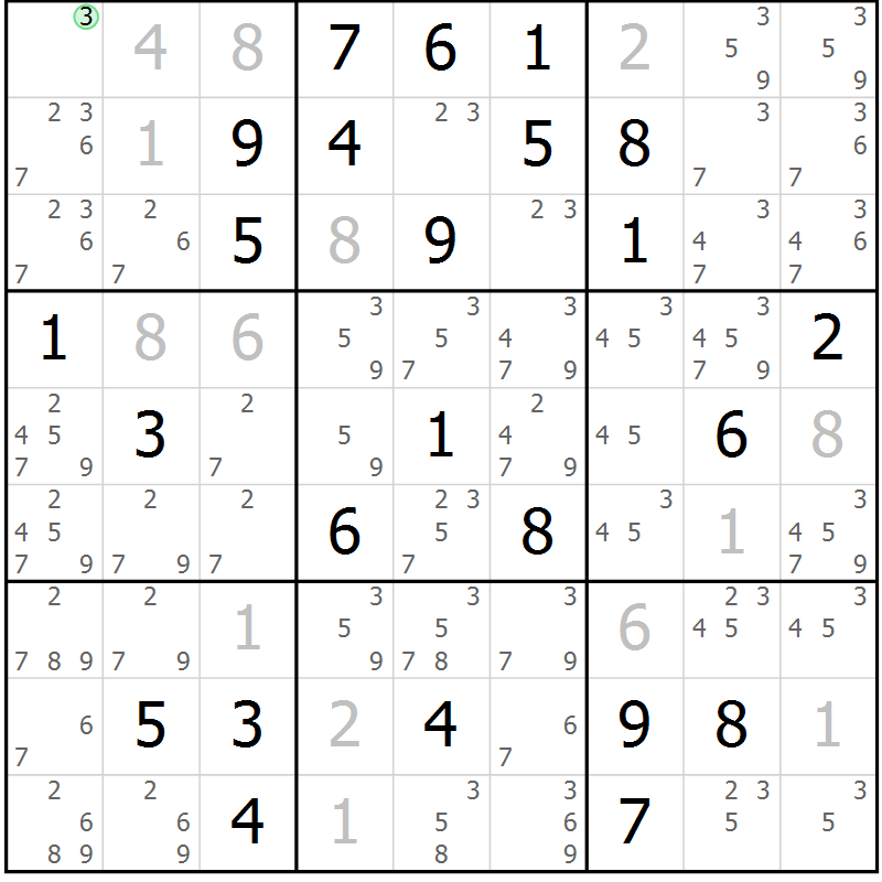Position des candidats pour la solution de la Gr 27 page 30 du magazine de sudoku Virtuose n° 115