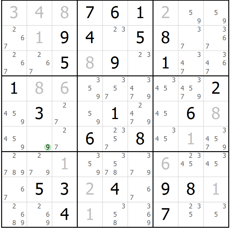 Position des candidats pour la solution de la Gr 27 page 30 du magazine de sudoku Virtuose n° 115