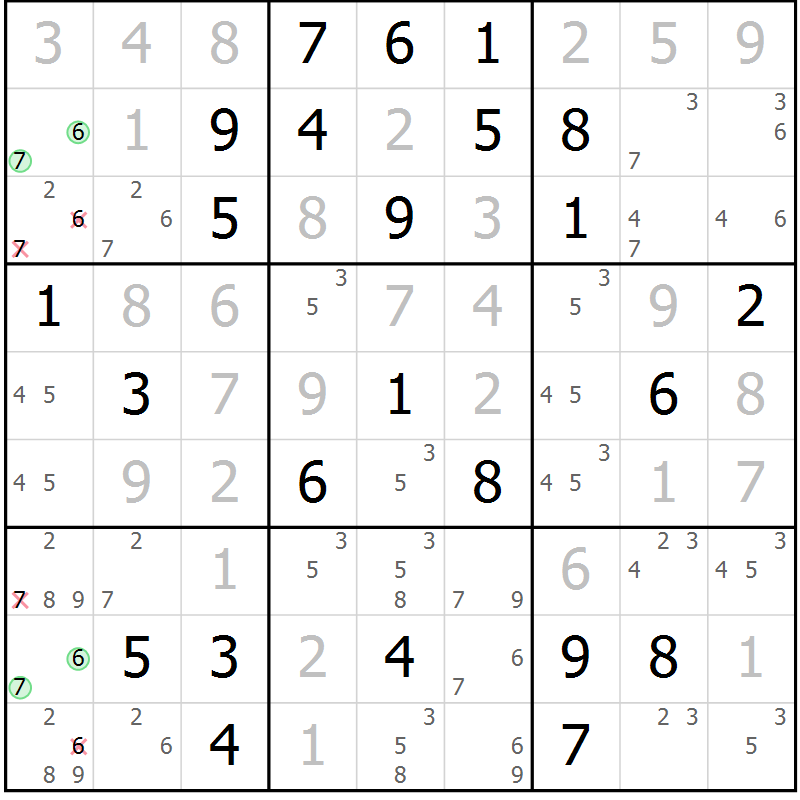 Position des candidats pour la solution de la Gr 27 page 30 du magazine de sudoku Virtuose n° 115