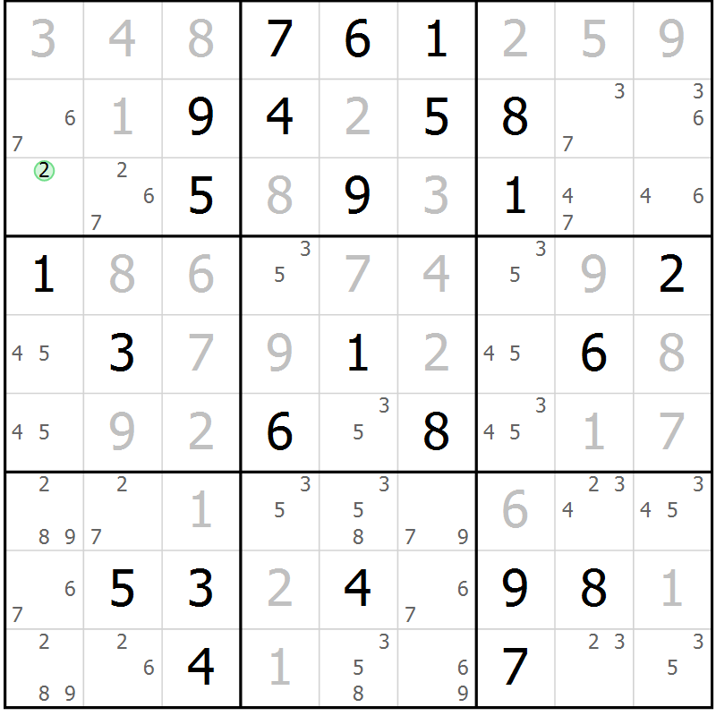 Position des candidats pour la solution de la Gr 27 page 30 du magazine de sudoku Virtuose n° 115