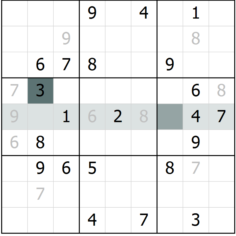 Position des candidats pour la solution de la Gr 3 page 6 du magazine de sudoku Virtuose n° 115