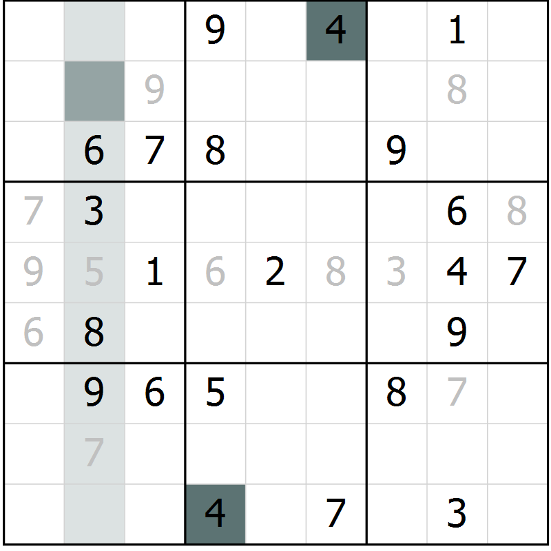 Position des candidats pour la solution de la Gr 3 page 6 du magazine de sudoku Virtuose n° 115