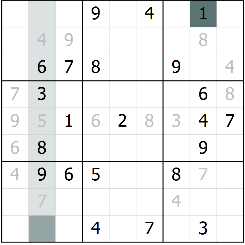 Position des candidats pour la solution de la Gr 3 page 6 du magazine de sudoku Virtuose n° 115