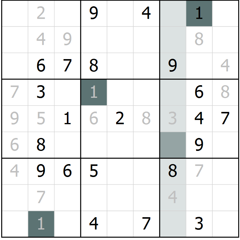 Position des candidats pour la solution de la Gr 3 page 6 du magazine de sudoku Virtuose n° 115