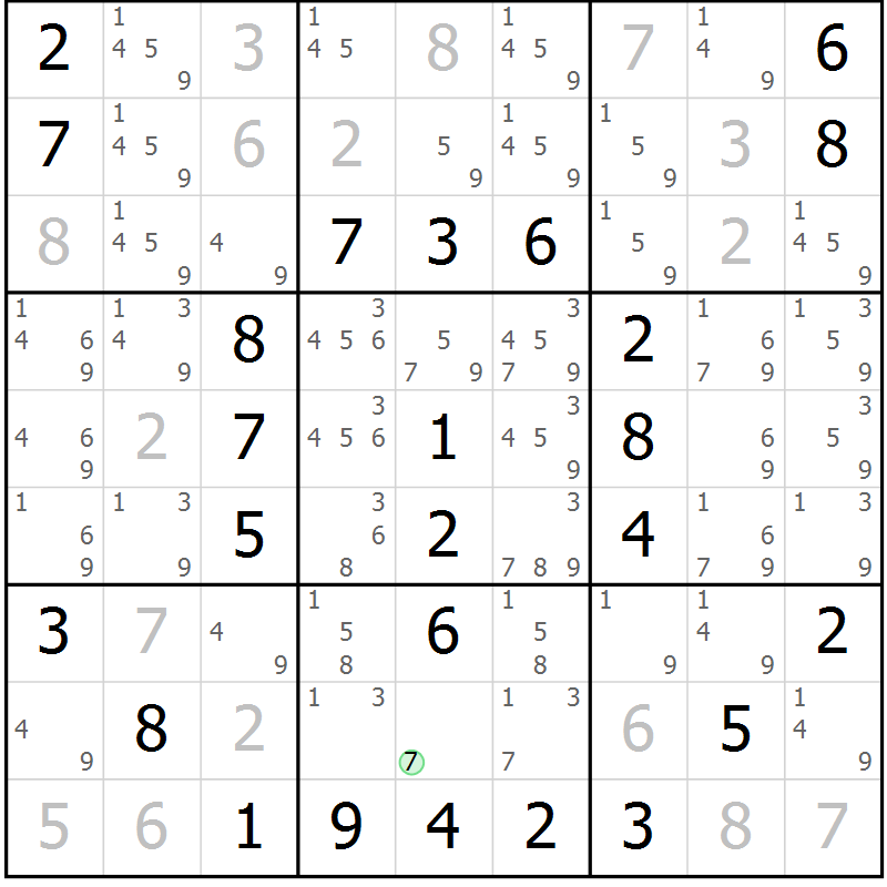 Position des candidats pour la solution de la Gr 30 page 33 du magazine de sudoku Virtuose n° 115