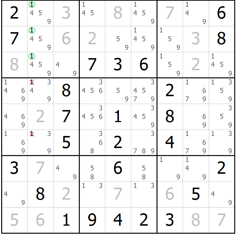 Position des candidats pour la solution de la Gr 30 page 33 du magazine de sudoku Virtuose n° 115