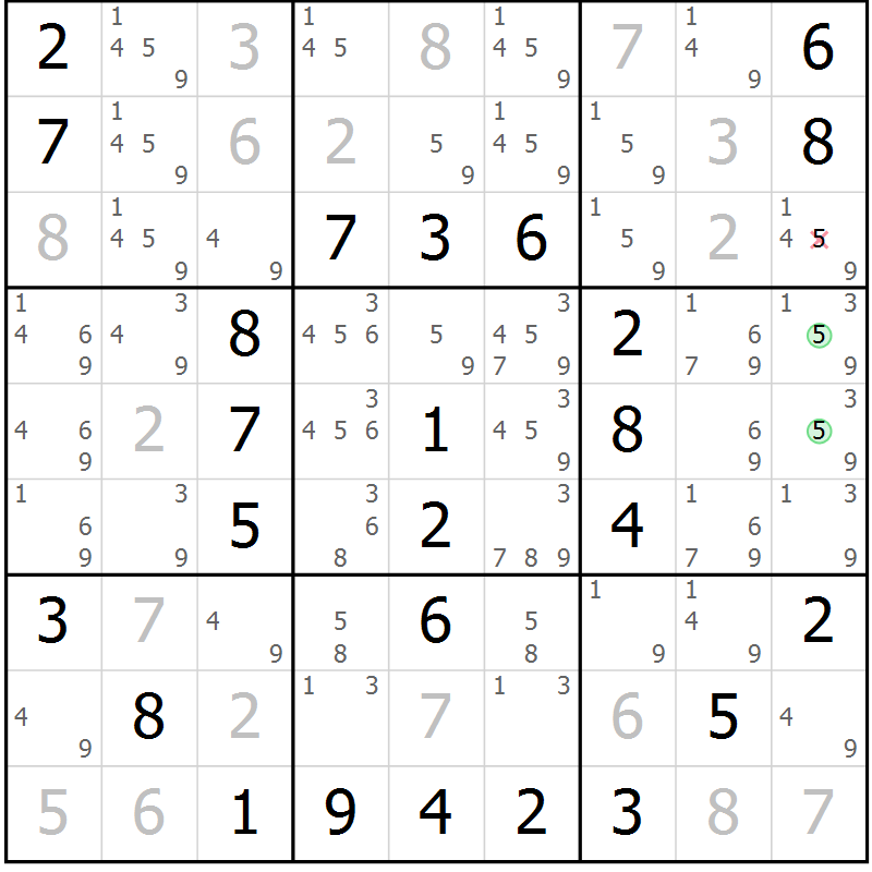 Position des candidats pour la solution de la Gr 30 page 33 du magazine de sudoku Virtuose n° 115