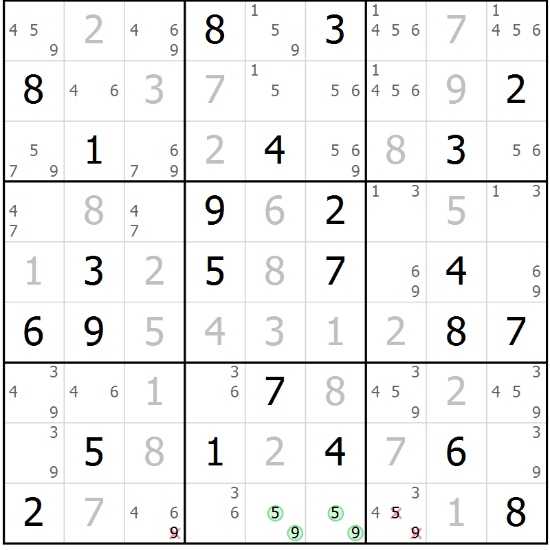 Position des candidats pour la solution de la Gr 31 page 34 du magazine de sudoku Virtuose n° 115