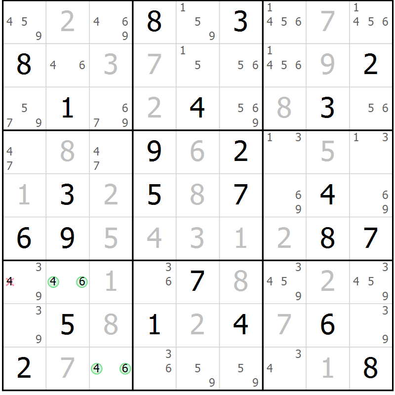 Position des candidats pour la solution de la Gr 31 page 34 du magazine de sudoku Virtuose n° 115