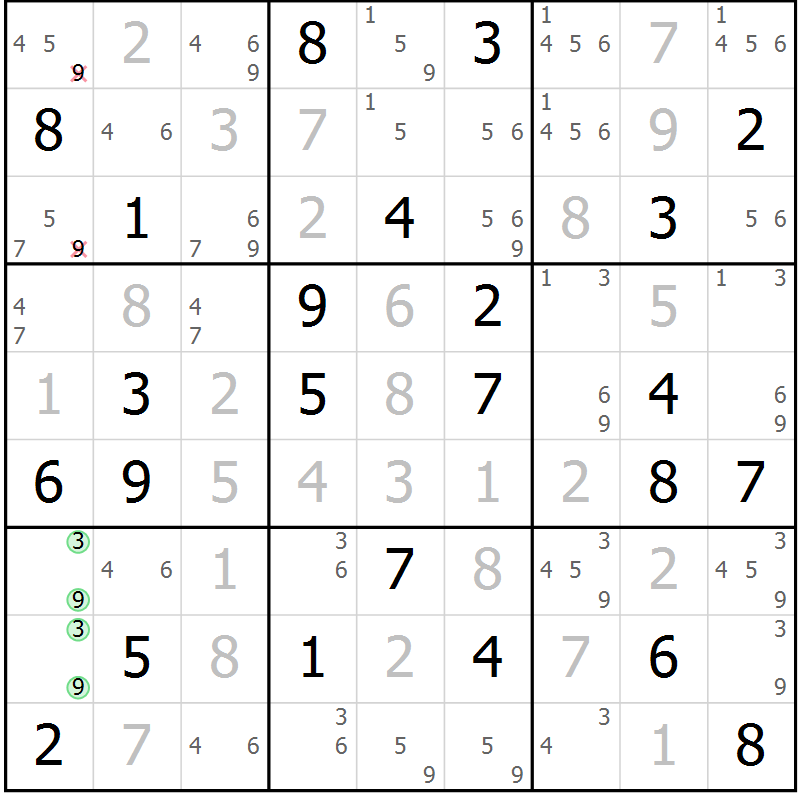 Position des candidats pour la solution de la Gr 31 page 34 du magazine de sudoku Virtuose n° 115