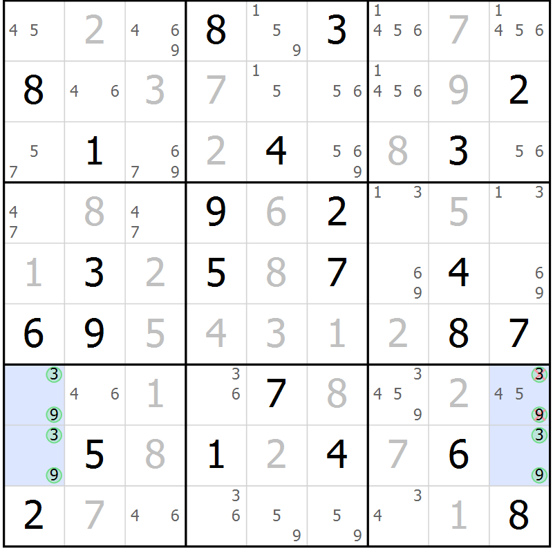 Position des candidats pour la solution de la Gr 31 page 34 du magazine de sudoku Virtuose n° 115