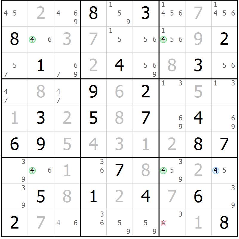 Position des candidats pour la solution de la Gr 31 page 34 du magazine de sudoku Virtuose n° 115