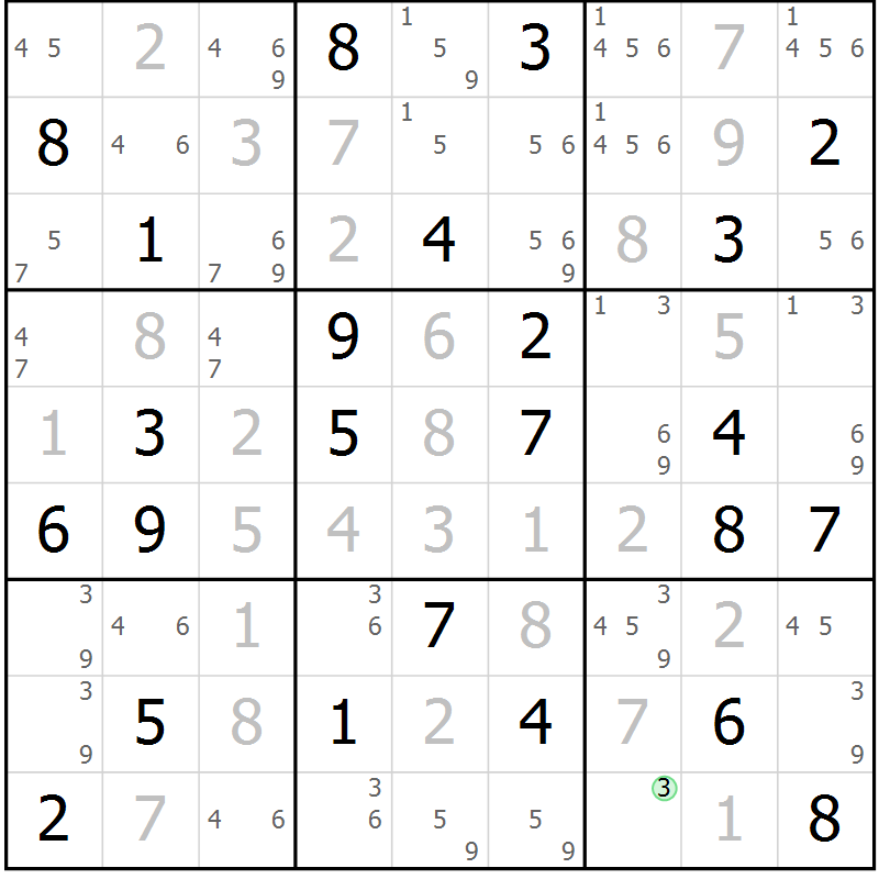 Position des candidats pour la solution de la Gr 31 page 34 du magazine de sudoku Virtuose n° 115