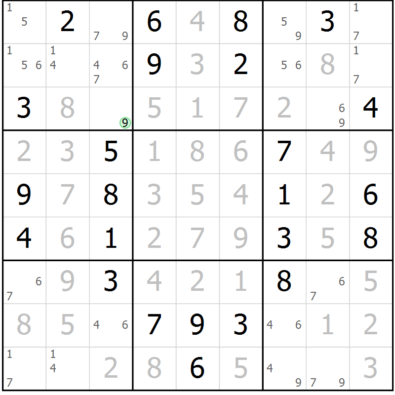 Position des candidats pour la solution de la Gr 33 page 36 du magazine de sudoku Virtuose n° 115