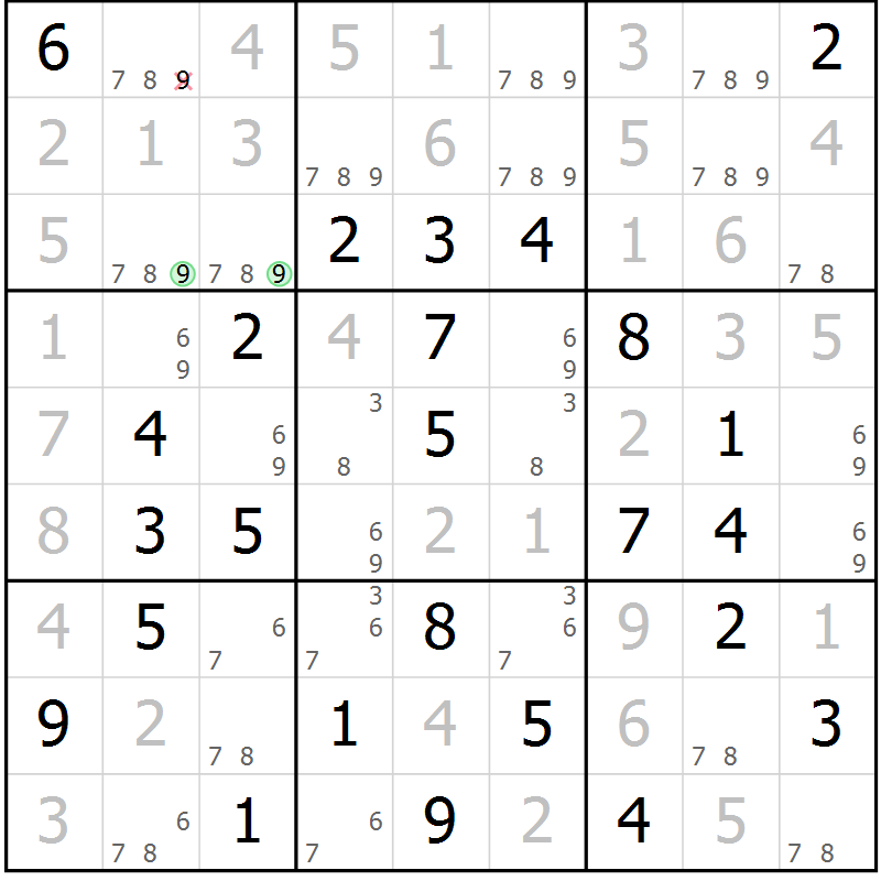 Position des candidats pour la solution de la Gr 37 page 40 du magazine de sudoku Virtuose n° 115