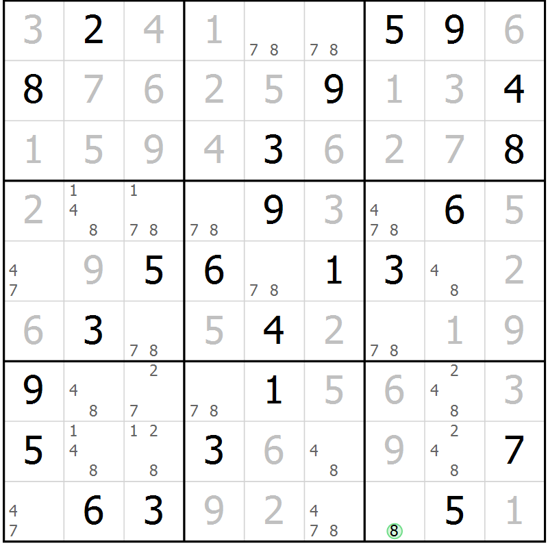 Position des candidats pour la solution de la Gr 38 page 41 du magazine de sudoku Virtuose n° 115