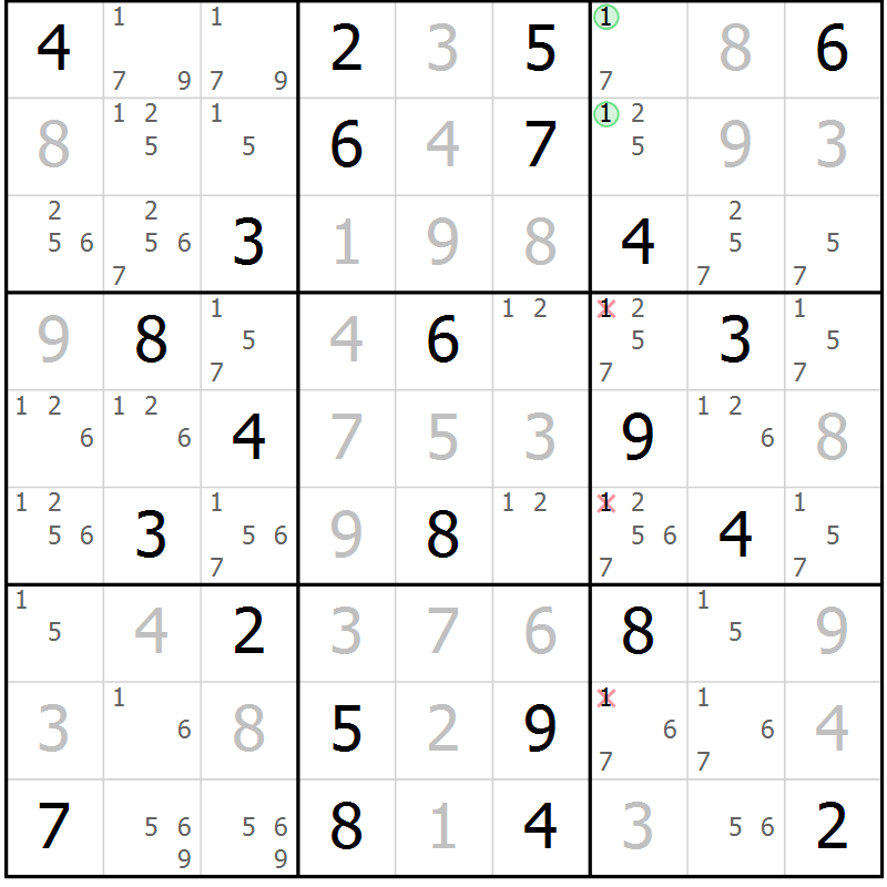 Position des candidats pour la solution de la Gr 39 page 42 du magazine de sudoku Virtuose n° 115