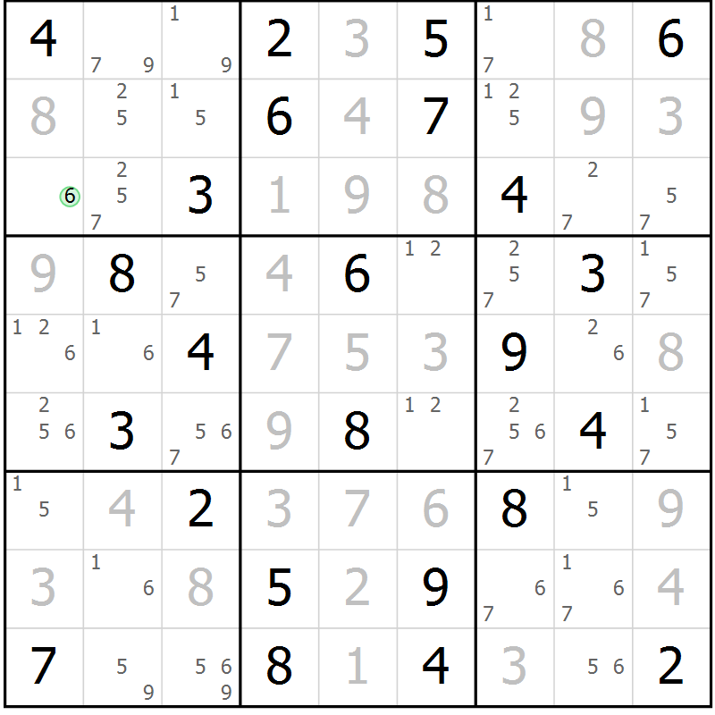 Position des candidats pour la solution de la Gr 39 page 42 du magazine de sudoku Virtuose n° 115