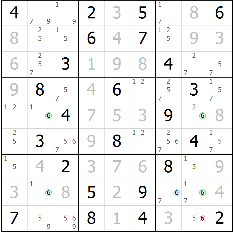Position des candidats pour la solution de la Gr 39 page 42 du magazine de sudoku Virtuose n° 115
