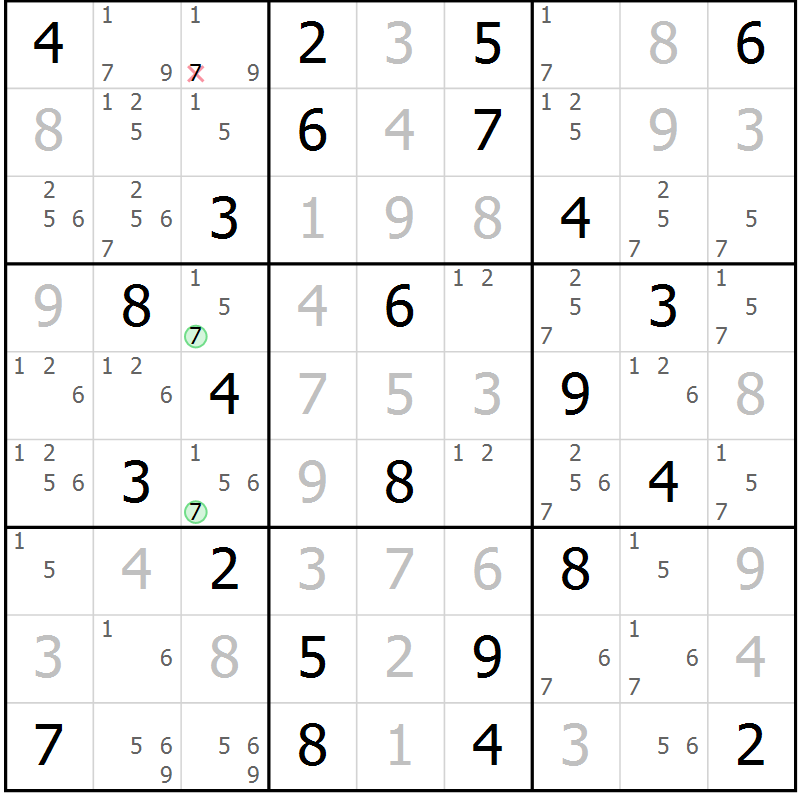 Position des candidats pour la solution de la Gr 39 page 42 du magazine de sudoku Virtuose n° 115