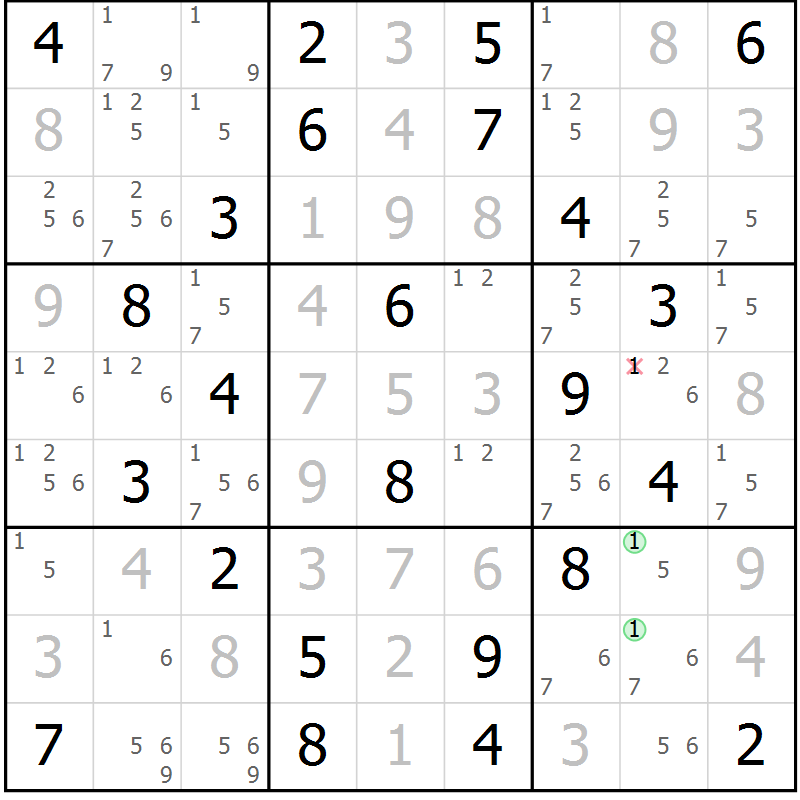 Position des candidats pour la solution de la Gr 39 page 42 du magazine de sudoku Virtuose n° 115