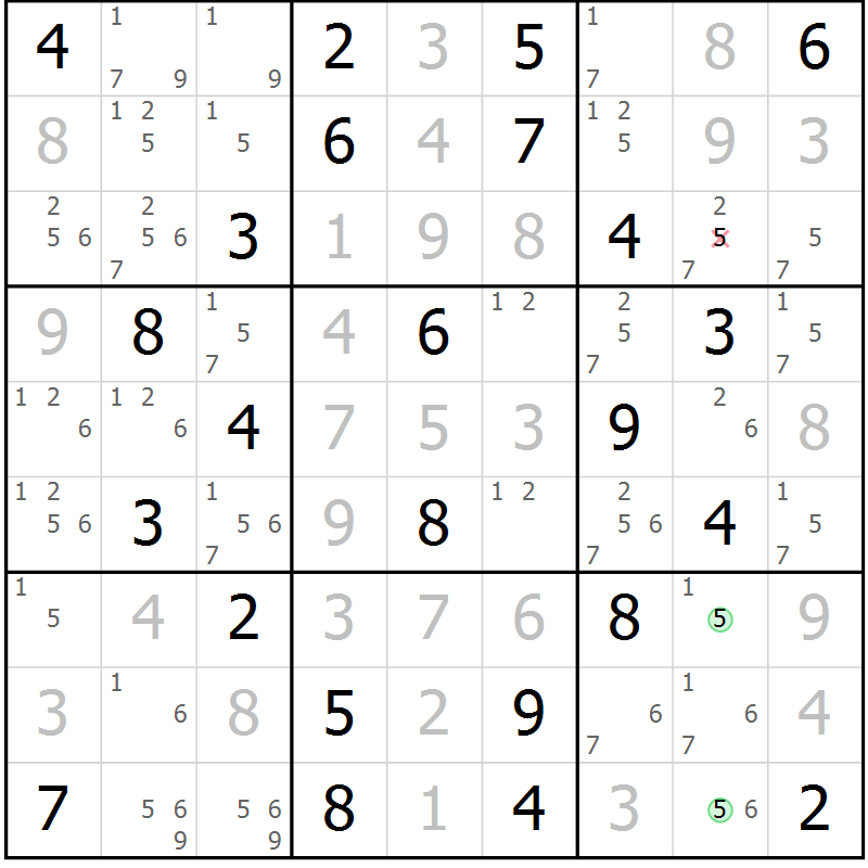 Position des candidats pour la solution de la Gr 39 page 42 du magazine de sudoku Virtuose n° 115