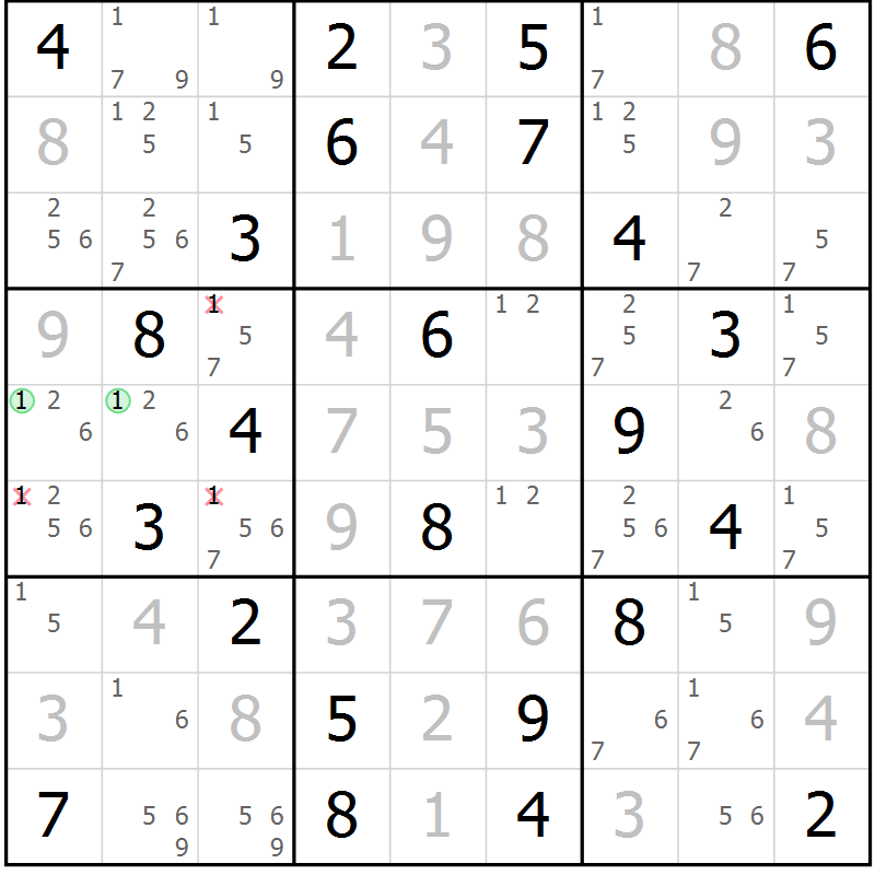 Position des candidats pour la solution de la Gr 39 page 42 du magazine de sudoku Virtuose n° 115