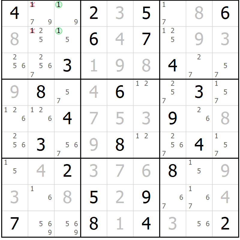 Position des candidats pour la solution de la Gr 39 page 42 du magazine de sudoku Virtuose n° 115