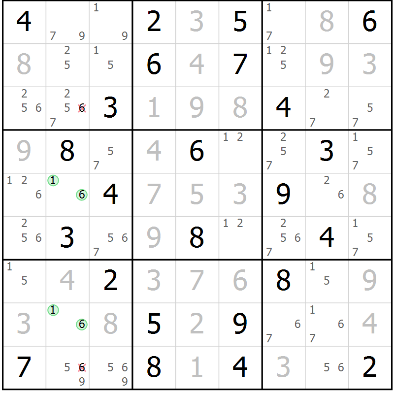 Position des candidats pour la solution de la Gr 39 page 42 du magazine de sudoku Virtuose n° 115
