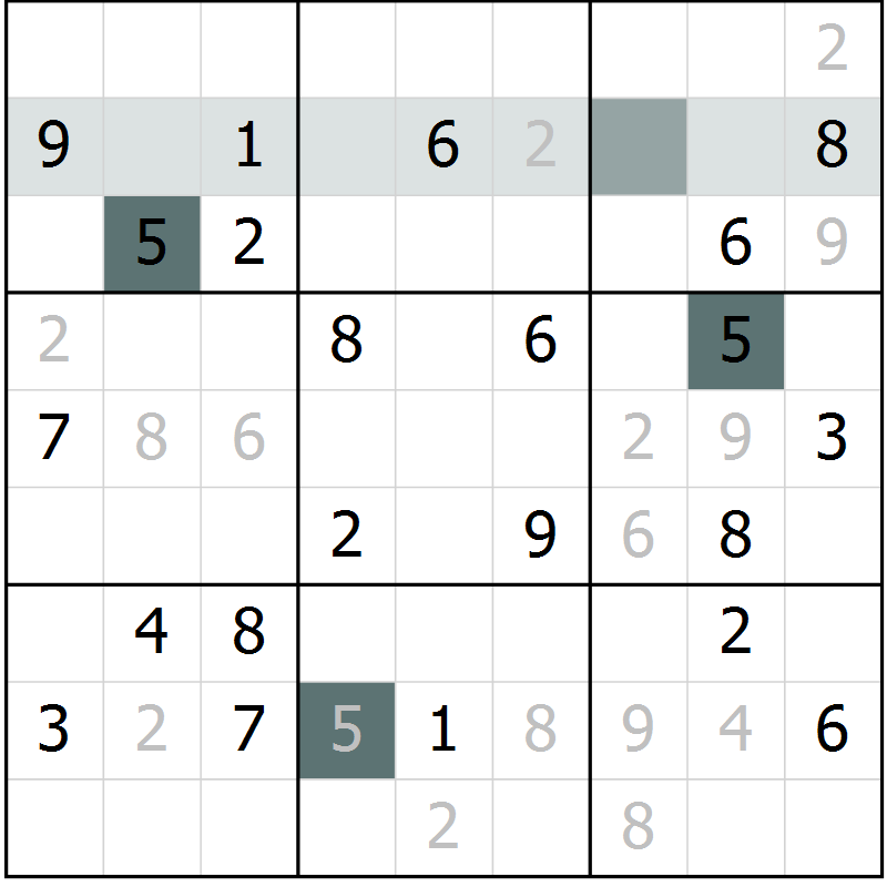 Position des candidats pour la solution de la Gr 4 page 7 du magazine de sudoku Virtuose n° 115