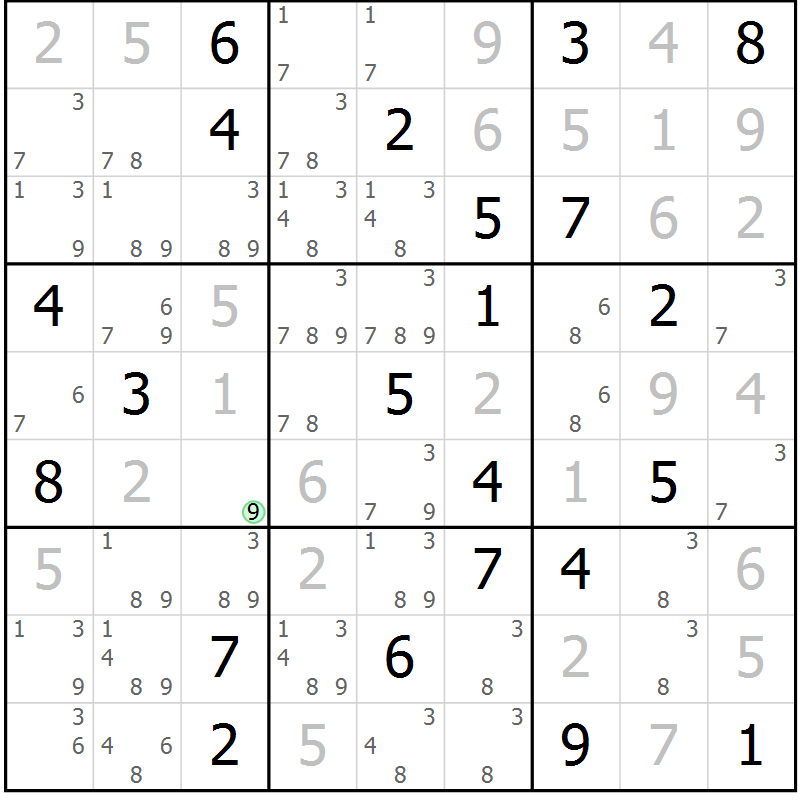 Position des candidats pour la solution de la Gr 40 page 43 du magazine de sudoku Virtuose n° 115