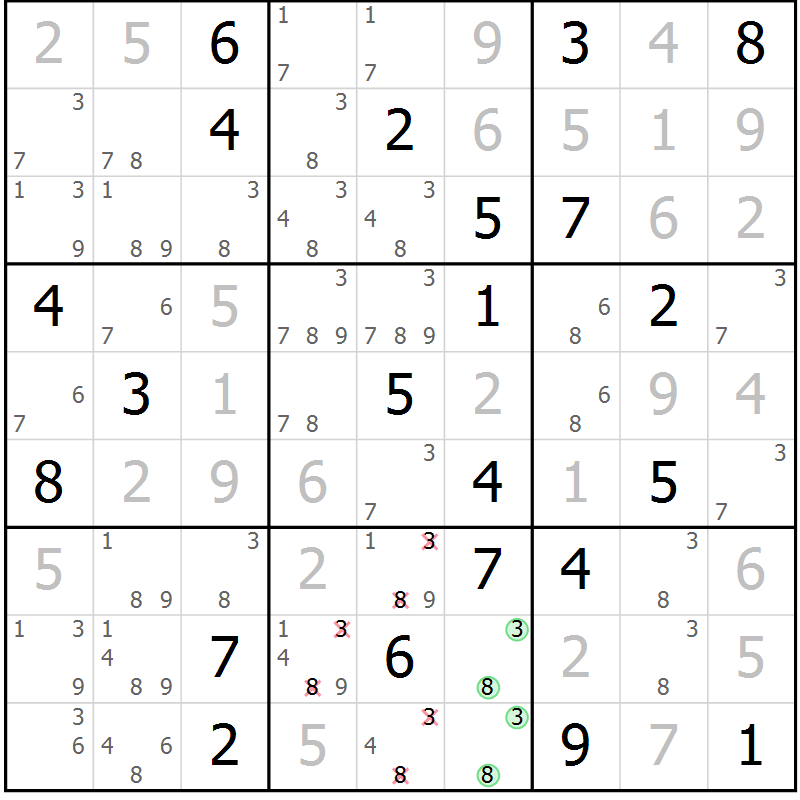 Position des candidats pour la solution de la Gr 40 page 43 du magazine de sudoku Virtuose n° 115
